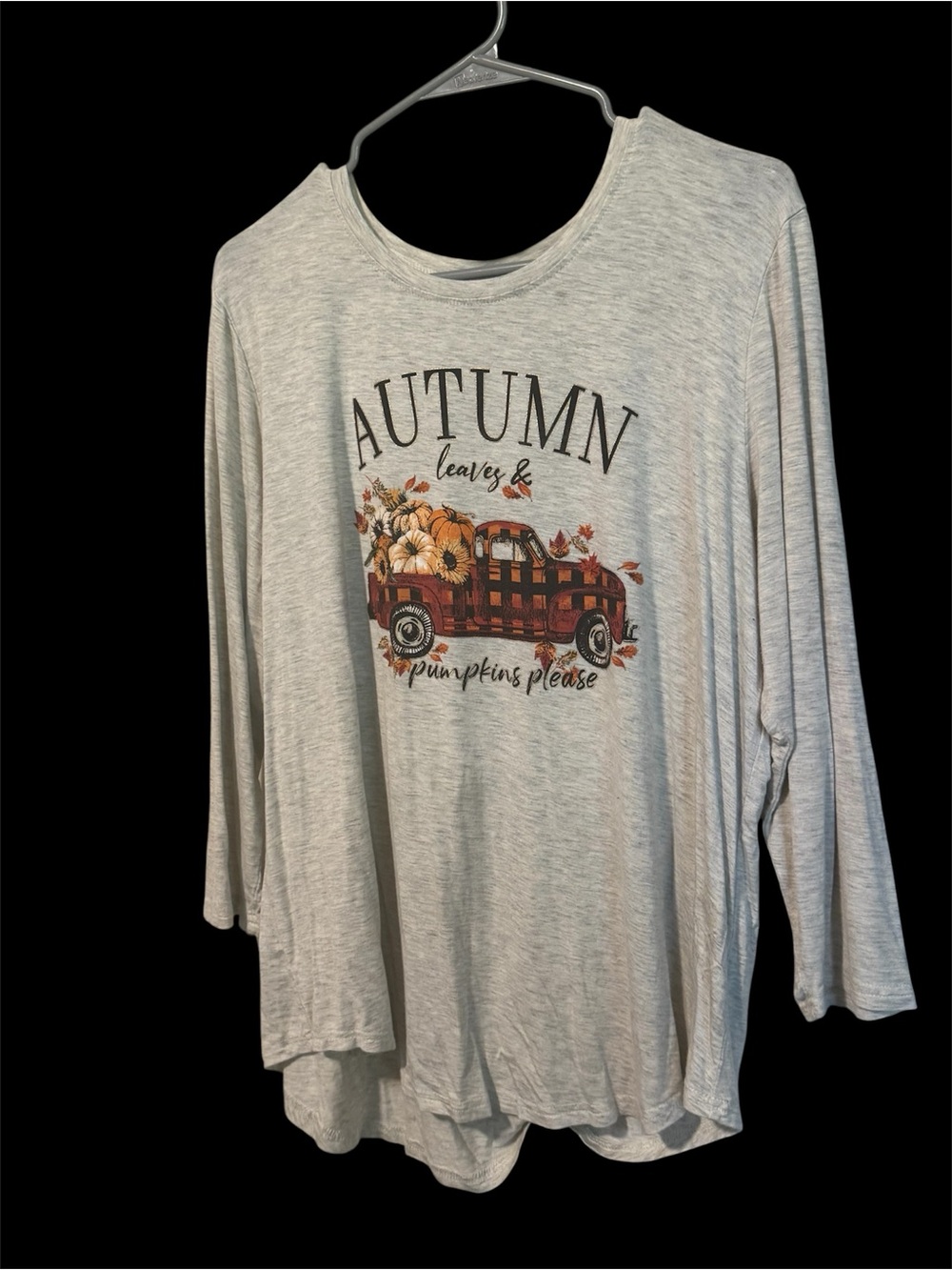 Autumn Graphic Long Sleeve Tee - Light Gray